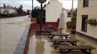 Plough pub flooded in St Asaph