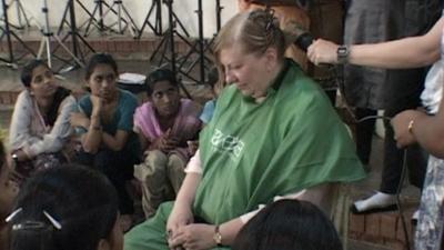 Lady having her hair dried