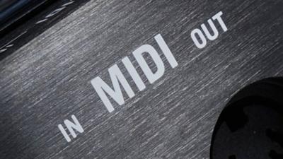 MIDI and USB sockets on a guitar pedal controller