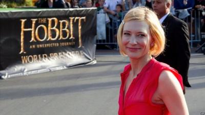 Actress Cate Blanchett arriving for the world premiere of The Hobbit movie in Courtenay Place in Wellington, 28 November 2012