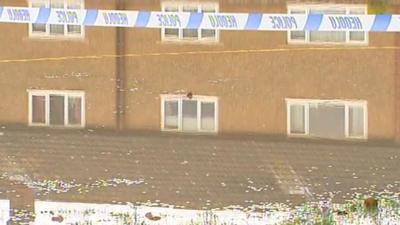 Flooding in St Asaph in Wales