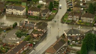 Aerial view of Oxford flooding