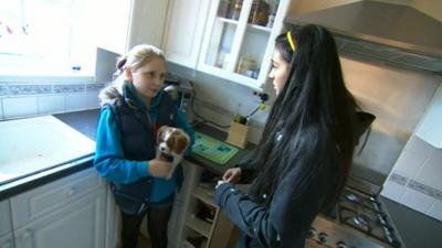 Nel chatting to Lucy whose house got flooded