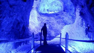 A man in Nemocon Salt Mine