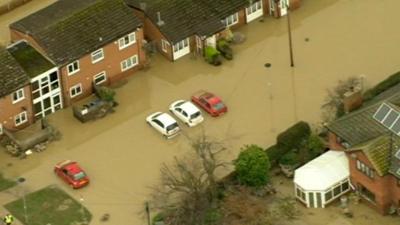 Flood hit St Asaph in north Wales