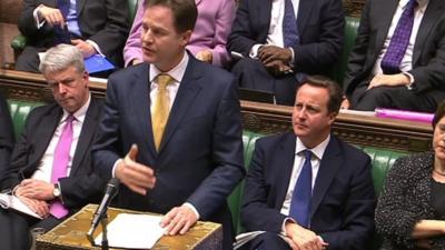 Deputy Prime Minister Nick Clegg in the Commons