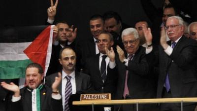 Palestinians celebrate at UN