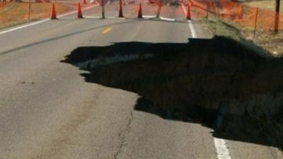 Sinkhole in road