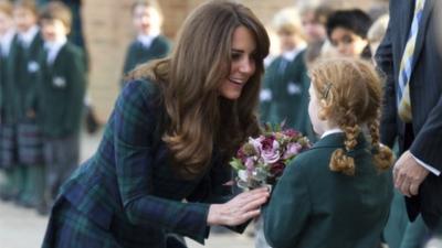 The Duchess of Cambridge meets pupils