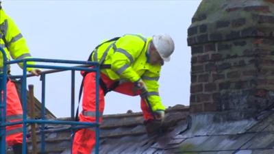 Demolition at work on a house in Whitby