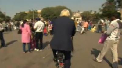 Boris Johnson cycling in India