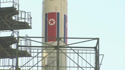 Rocket with North Korean flag