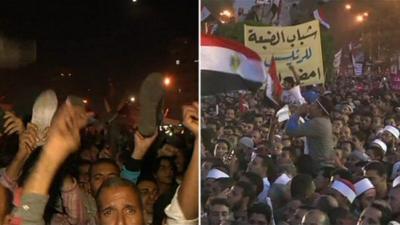 Split picture of pro and anti Morsi demonstrators