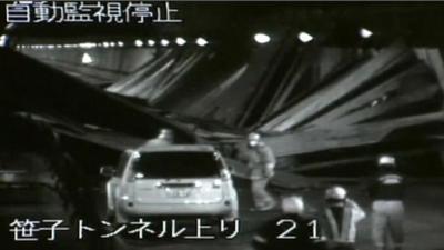 CCTV footage of emergency crews inside the tunnel