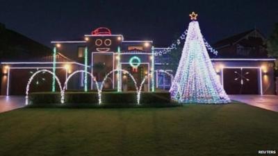 Christmas lights on a house