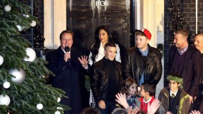 Prime Minister David Cameron and X Factor finalists