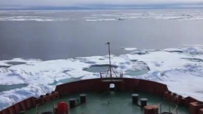 Tanker in Arctic ice