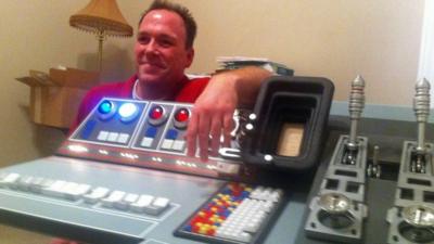 Greg Dietrich shows off the Falcon console