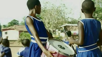 Children at a school in a deprived district an hour's drive from Accra, Ghana