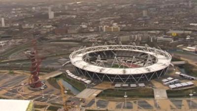 An aerial view of the Olympic Stadium