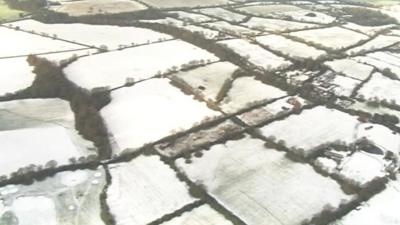 Snowy fields in Hertfordshire