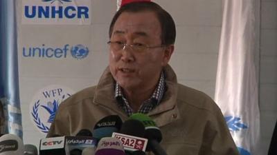 UN Secretary-General, Ban Ki-moon, Zaatari refugee camp in Jordan