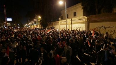 Protesters outside presidential palace