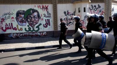 Egyptian riot policemen