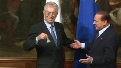 Prime Minister Mario Monti and Silvio Berlusconi