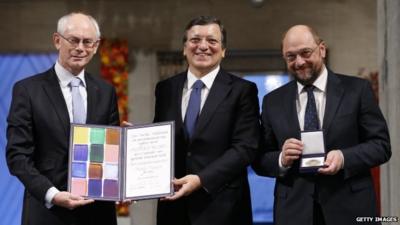 EU leaders collect prize