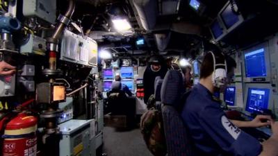 Inside submarine