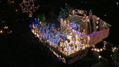 House decorated with Christmas lights