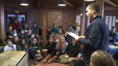 Students at a morning assembly in Vermont