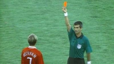 David Beckham sent off at Club World Cup in 2000