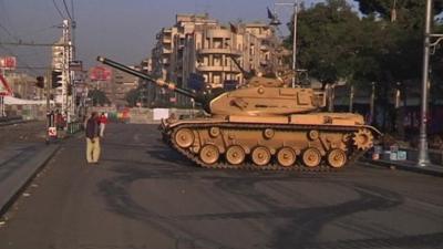 A tank on a street in Cairo