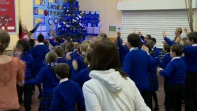 Schoolchildren take part in activity class