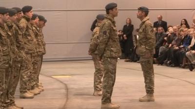 Airmen receiving medals