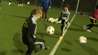 Swedish girls playing football