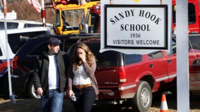 Scene outside Sandy Hook school in Newtown, Connecticut