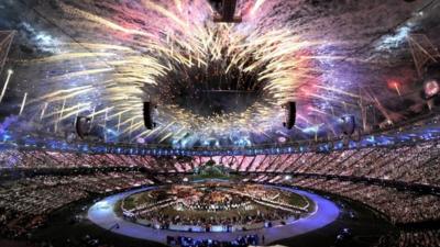 Fireworks at the opening ceremony of the London 2012 Olympic Games