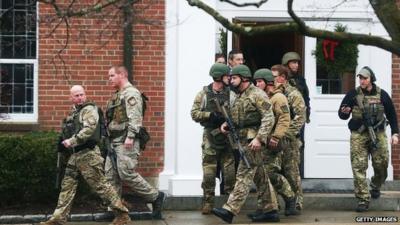 Armed police outside church