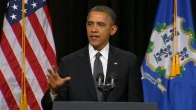 President Barack Obama addresses a vigil in Newtown, Connecticut