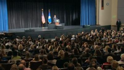 President Obama addresses the congregation at a vigil in Newtown, Connecticut