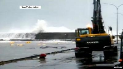 Stormy waves in Wick harbour