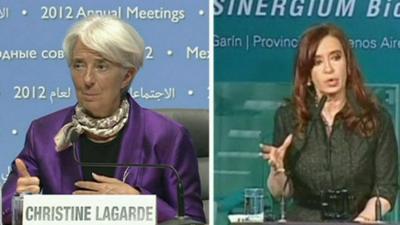 Christine Lagarde and Argentina's President Cristina Fernandez de Kirchner