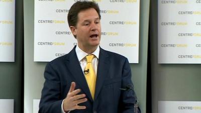 Nick Clegg mid-speech