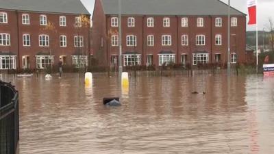 Glasdir estate, Ruthin, Denbighshire, under water