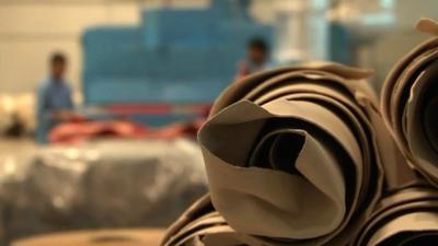 Rolls of camel leather