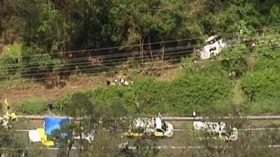 Scene of bus crash on Mount Tamborine in Queensland, Australia