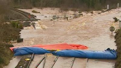 Flooded railway line